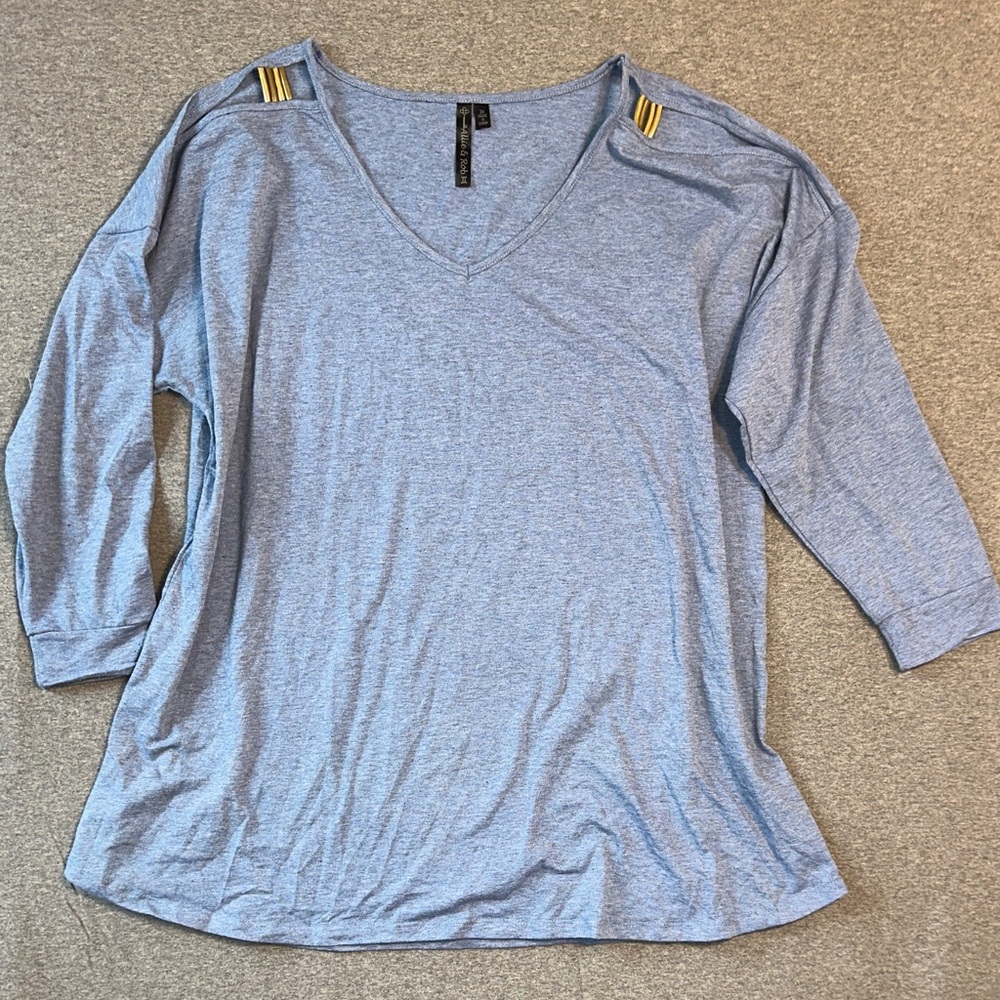Allie & Rob Light Blue V-Neck Long Sleeve Top 2XL #1